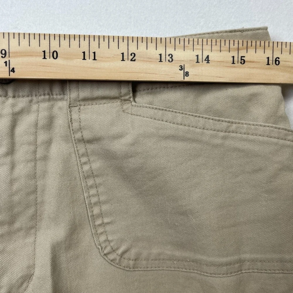 Express Pants Women 11/12 Beige Cotton Stretch Pockets High-Rise Wide Leg Preppy